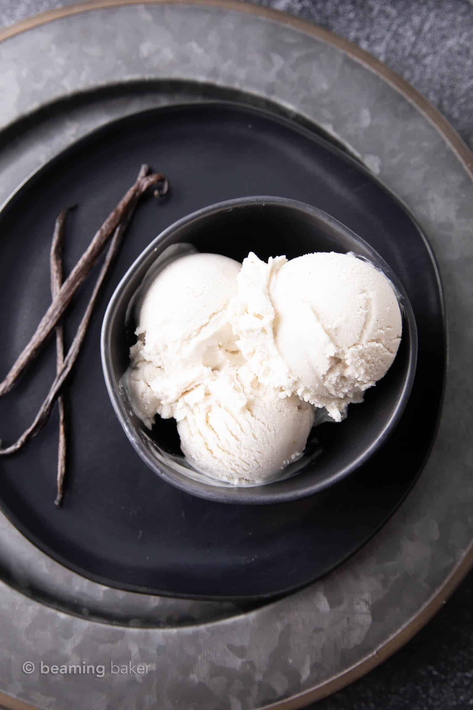 vegan gluten free vegan vanilla ice cream in a bowl
