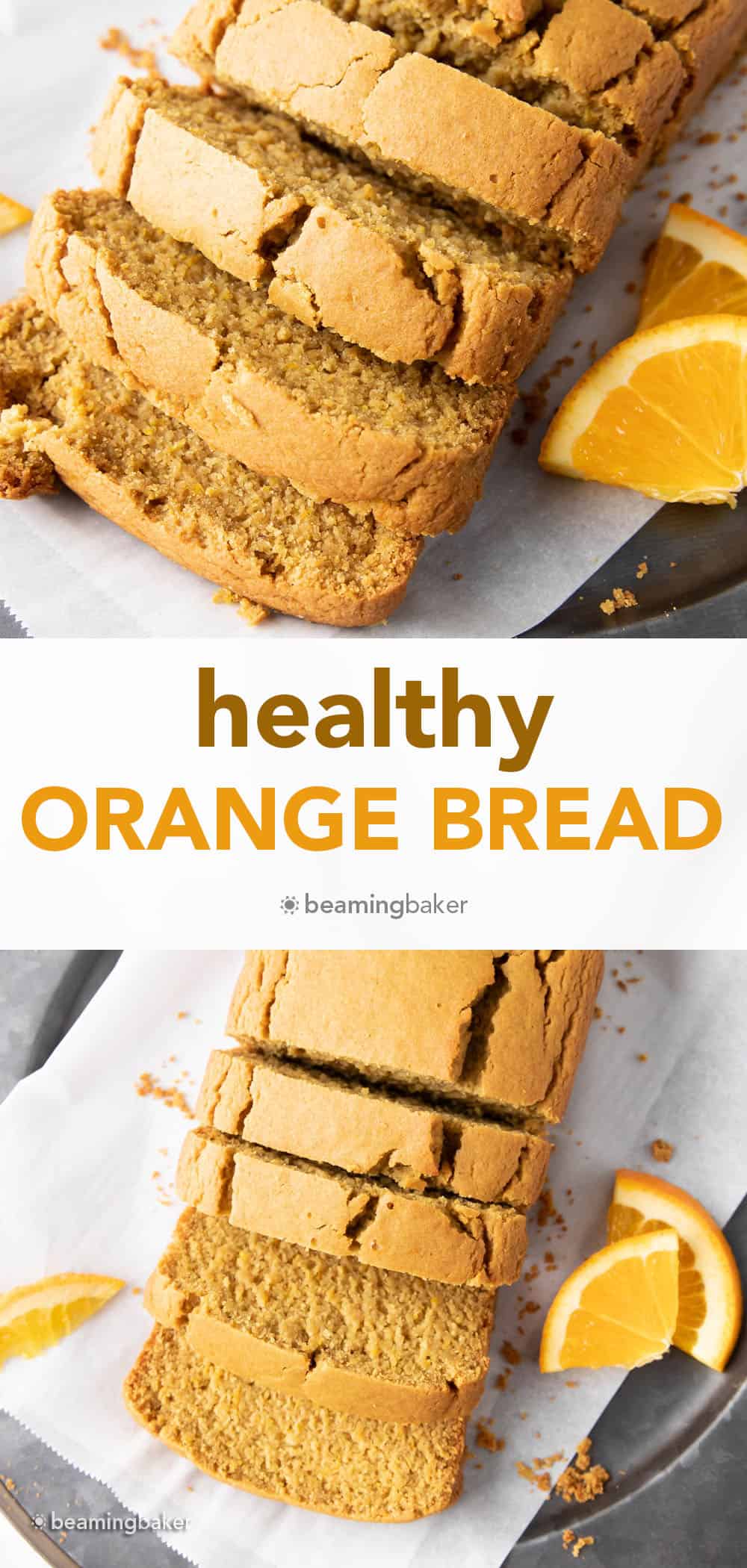 Deliciously Healthy Orange Bread: soft ‘n moist healthy orange bread made with healthy, whole ingredients. Bursting with bright orange flavor. #Healthy #Orange #Bread | Recipe at BeamingBaker.com